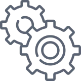 Two interlocking gears on black background