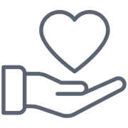 Hand holding a heart symbol
