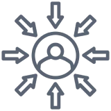 Person surrounded by arrows icon